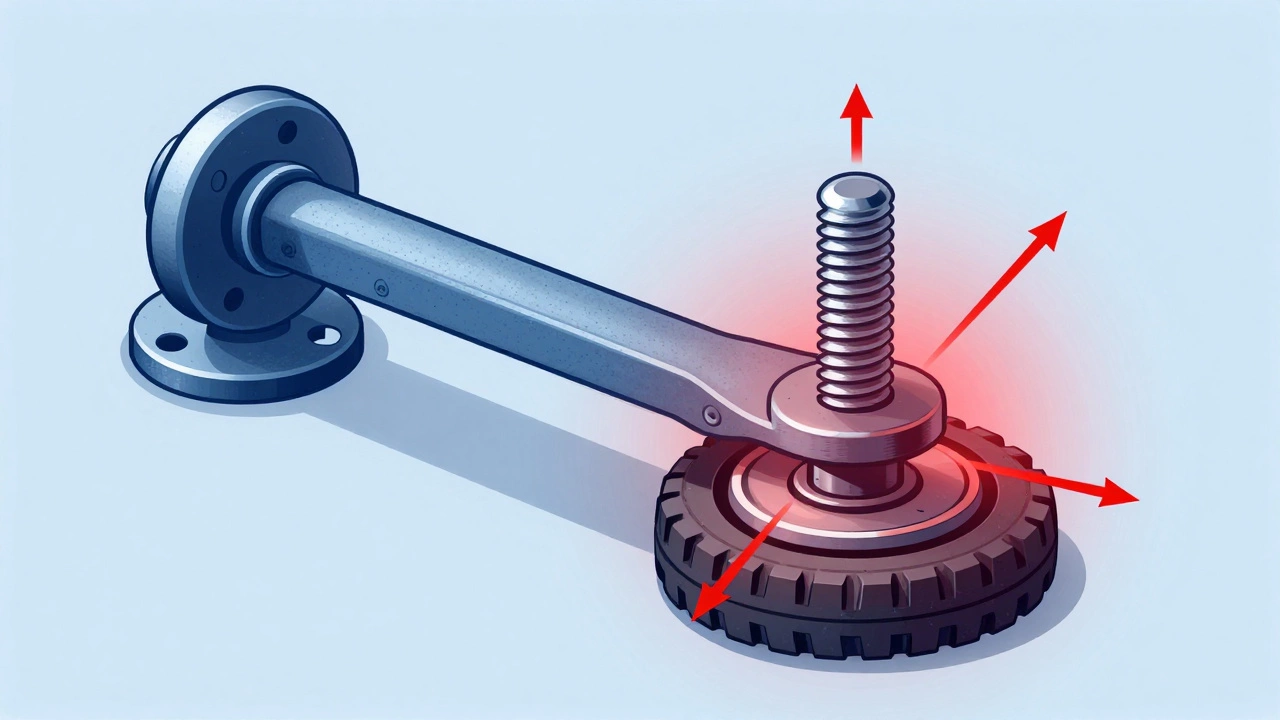 Diagram showing leverage and stress forces on wheel studs