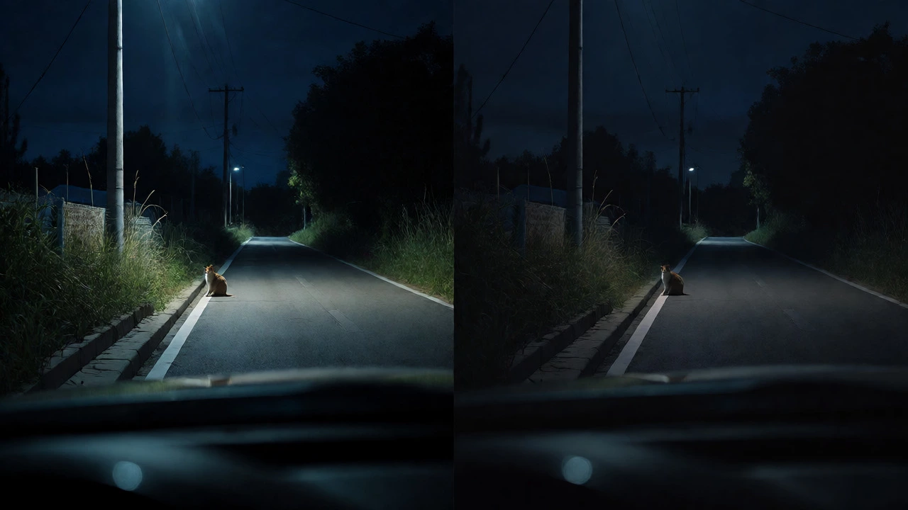 Comparison of night driving visibility through clear glass versus 35% tint.